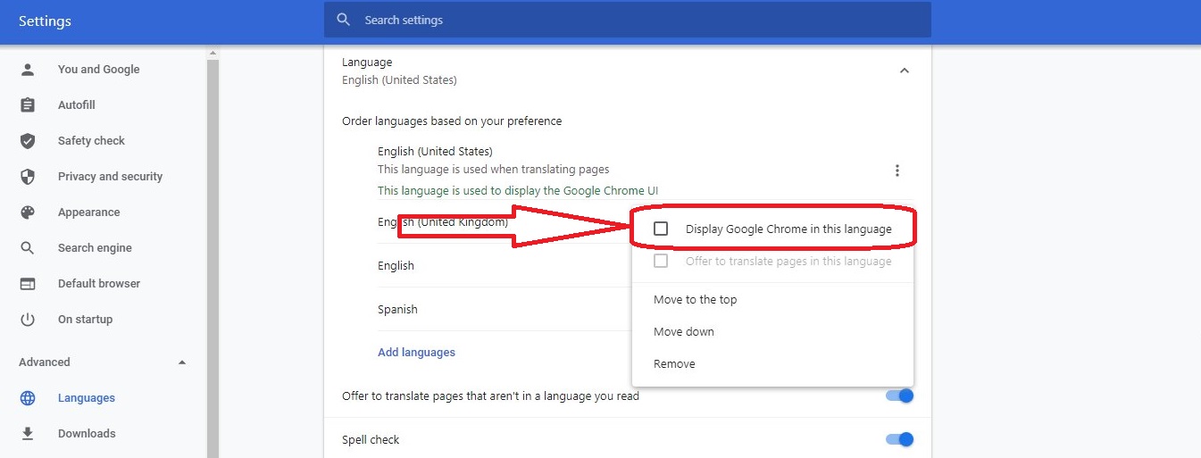 Display Google Chrome in This Language