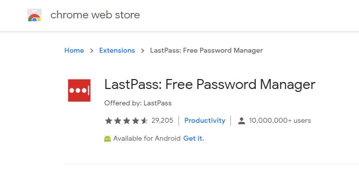 LastPass - Google Chrome Extensions
