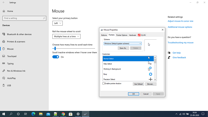 Step 1 change mouse settings - Mouse Pointer in Windows